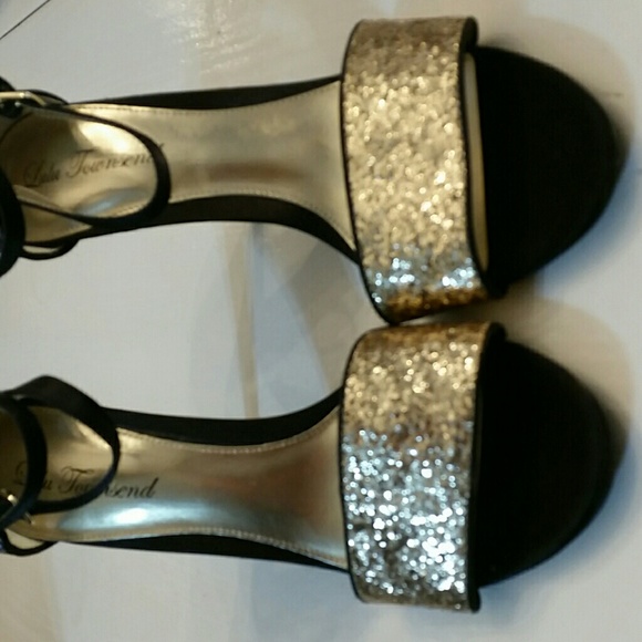 Lulu Townsend Stiletto Heels 9.5 Glitter Ankle Str - Picture 2 of 5